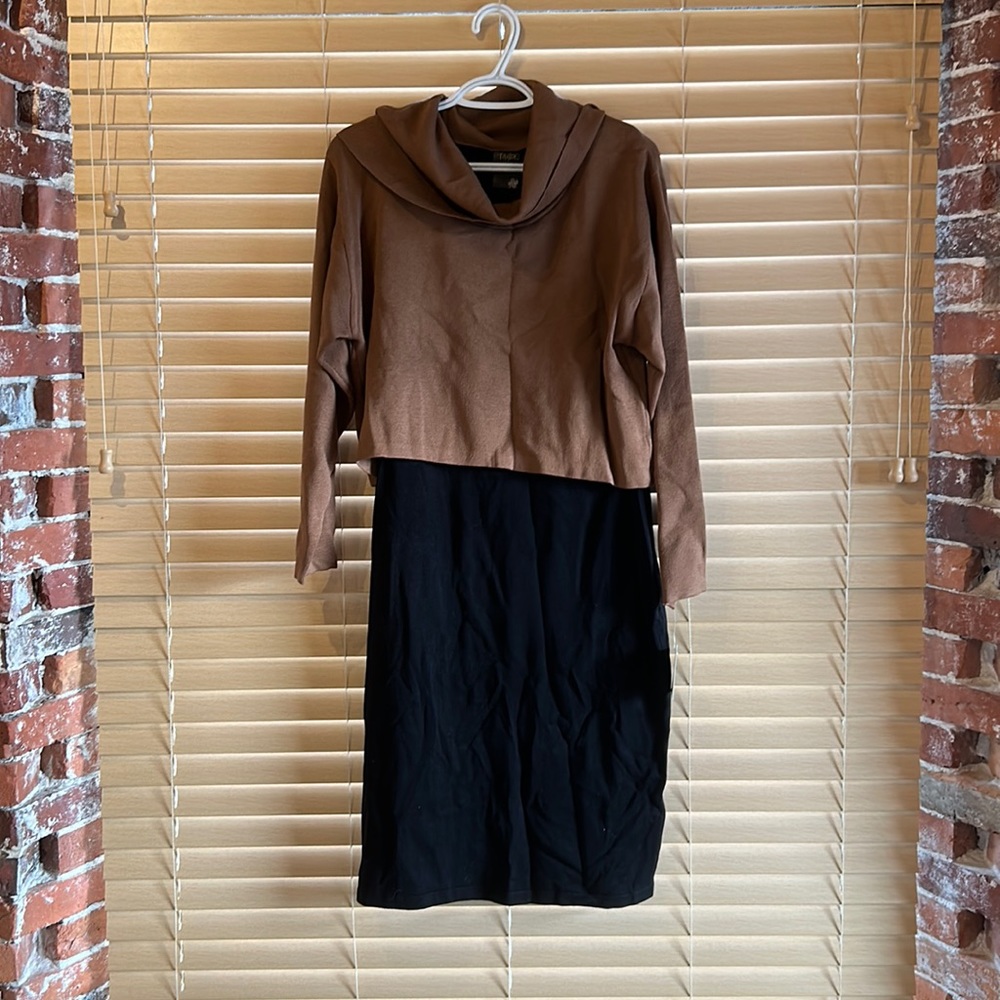 Brown&black layered sweater dress